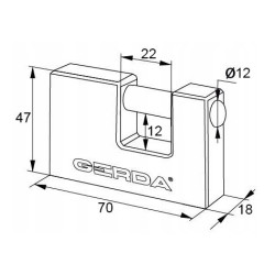 GERDA IRON LINE KZZT T70 - ŻELIWNA KŁÓDKA TRZPIENIOWA | 3 KLUCZE | 70mm