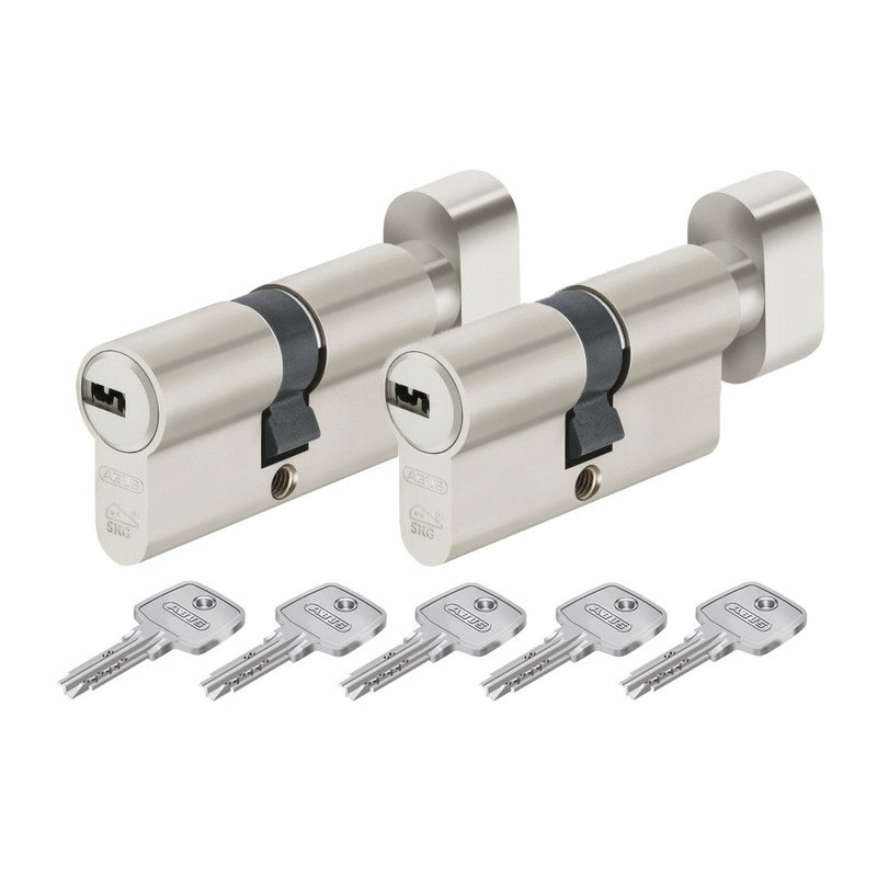 ABUS KD10 + KD10 NP 60G/45G - KOMPLET WKŁADEK Z GAŁKĄ | NIKIEL | 5 KLUCZY