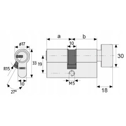 ABUS KD10 + KD10 NP 50G/50G - KOMPLET WKŁADEK Z GAŁKĄ | NIKIEL | 5 KLUCZY