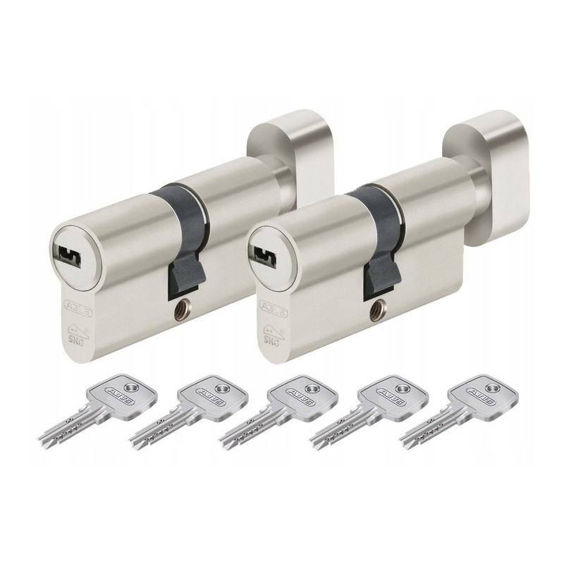 ABUS KD10 + KD10 NP 45G/30G - KOMPLET WKŁADEK Z GAŁKĄ | NIKIEL | 5 KLUCZY